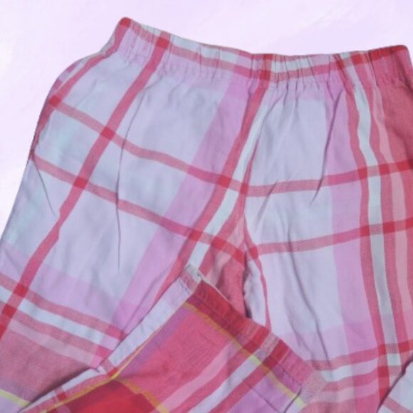 PINK Victoria's Secret distressed ripped plaid pj pajamas pants in pink and red - Picture 2 of 12